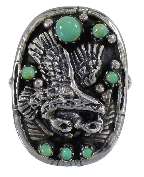 Turquoise Sterling Silver Eagle Ring Size 7-1/4 RX80603